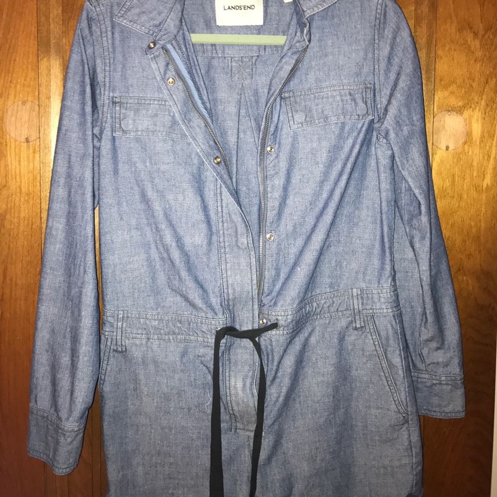 Land's End Jean Romper with cute tie